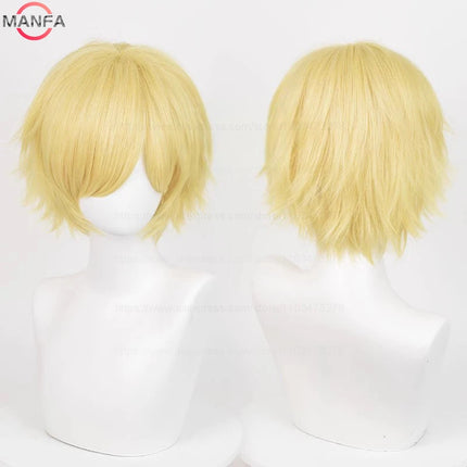 Anime 30cm Short Straight Cosplay Wig Black White Green Brown Purple Blue Gray Red Gold Man Women Heat Resistant Synthetic Hair