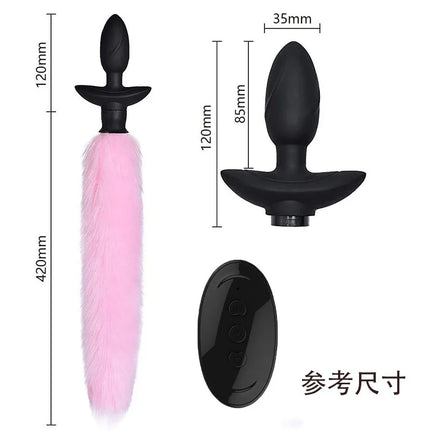 Real Fox Tail Anal Plug Vibrator Cosplay Remote Control Swing Butt Plug Female Masturbator Clitoris Stimulator Sex Toy for Woman