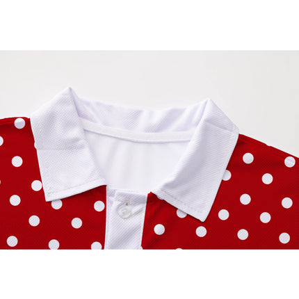 3D Digital Printing New Men's Summer Fashion Short Sleeved Handsome and Good-looking White Dot Pattern Red Polo Shirt for Men
