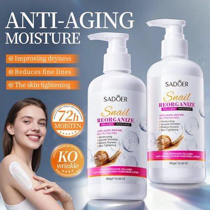 300g SADOER Snail collagen Body Lotion Anti Wrinkles Moisturizing Nourishing Whitening Body Cream Whole Body Hand Leg Skin Care
