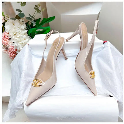 Women's pointed high-heeled sandals for women's summer 2025 new style pointed high-heeled shoes with metal buckle single shoes