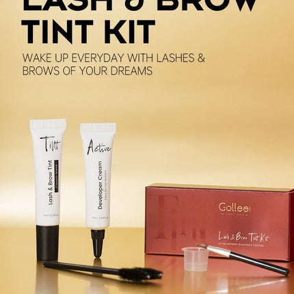 Gollee Classic Black Natural Lash and Brow Tinting Set 6ml Waterproof Eyelash Tint Kit Semi Permanent Lasting Beauty Makeup