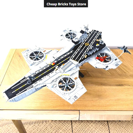 Model Gifts Flying Aircraft Carrier 3057pcs Helicarrier Shield Building Blocks  for Family Decor Christmas Birthday Toy A