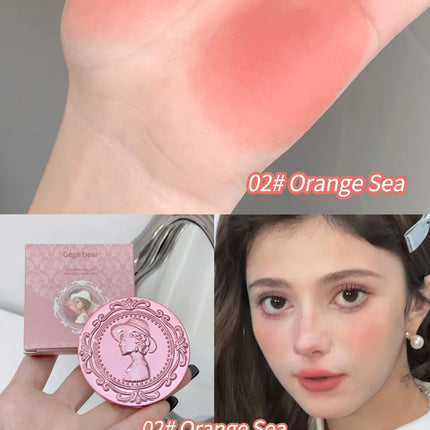 3D Embossed Girl's Blush Press Powder Nude Natural Matte Orange Brown Face Check Contouring Blusher Rouge Makeup Blush Palette