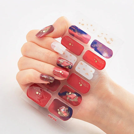 UV Semi-Cured Gel Nail Wraps Stickers Strips French Long Lasting Full Cover LED Gel Semi Cured Nail Sliders For Nail Extension