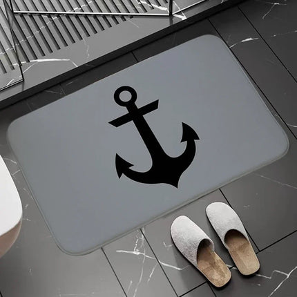 Bath Mats Chic Nautical Anchor Boat Navy Blue Stripes Bathroom Floor Carpet Washable Non-slip Living Room Door Kitchen doormat