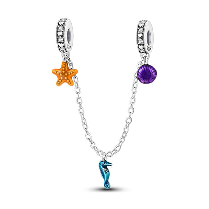 925 Sterling Silver Purple Series Butterfly Aries Gemini Safety Chains Fit Original Bracelet DIY Jewelry Making Gift For Women