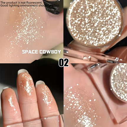 Long-Lasting Glitter Eyeshadow -Radiant High Shine,Face and Eye Highlighter,Sparkling Powder Eye Makeup for Eyelids & Cheekbones