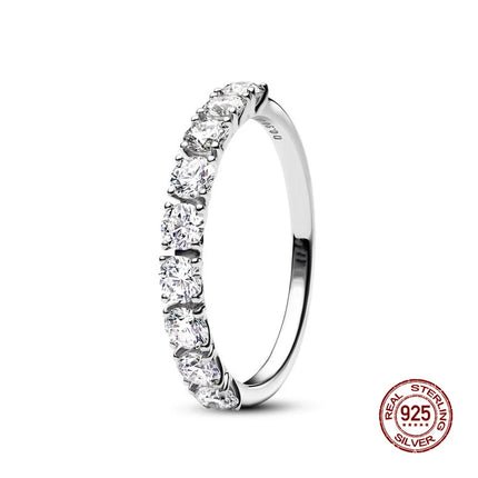 New 925 Silver Sun and Moon Love Princess Zircon Oxide Enamel Heart Love Ring Fashion Fine Jewelry For Women Gift Hypoallergenic