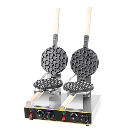Commercial electric double head 110V 220V Non-stick bubble egg waffle maker machine eggettes bubble puff cake oven