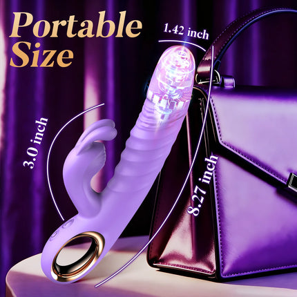 Thrusting Rabbit Vibrator 10 Vibrating Thrusting G Spot Vibrator Anal Dildo with Liquid Silicone Vaginal Massage Adult Sex Toys