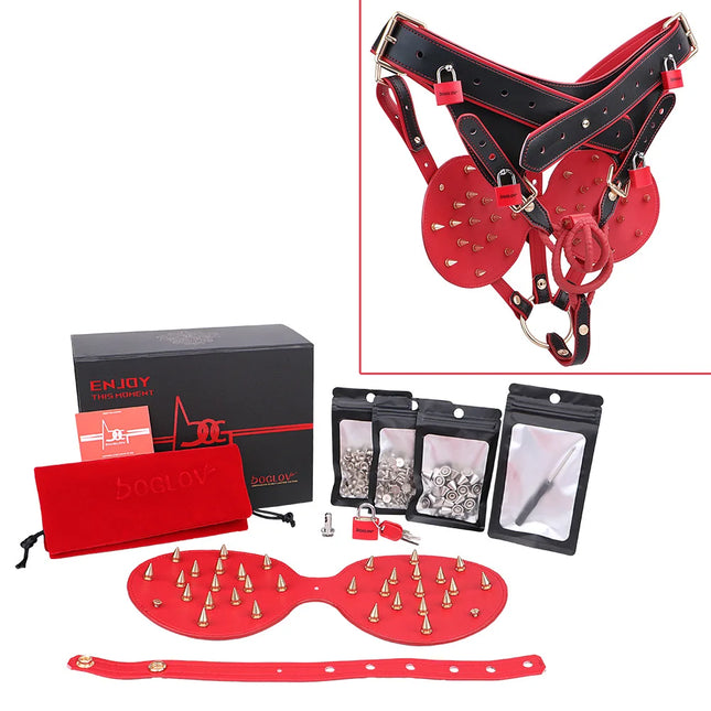 LEZEE Footcuffs Forced Tiptoe Spiked Ankle Cuffs Leather Binding Bondage Restraints Strap Heavy Duty Foot Stimulation Slave Toys