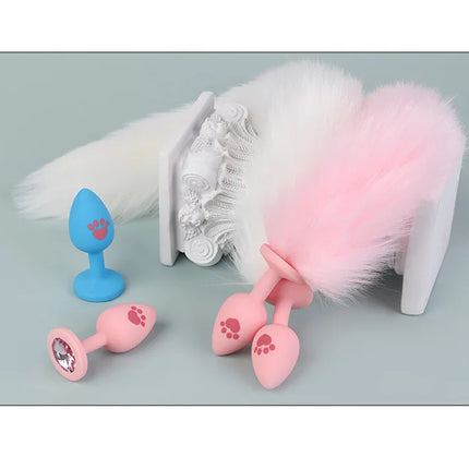 Cat Paw Anal Plug Adult Couple Games Butt Plug Erotic Product Penetration Anal Toy with Hairball Fox Tail Sex Toys for Men Women