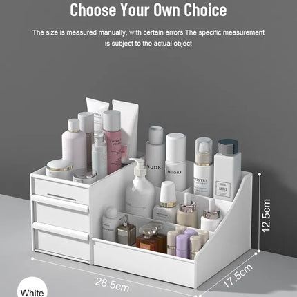 1pc White New Drawer Makeup Storage Box Dormitory Finishing Plastic Shelf Cosmetics Skin Care Dressing Table Desktop