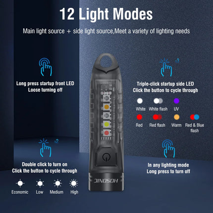 HOSONIC E1 EDC Flashlight Keychain Light 400LM XPG Type-C Rechargeable Mini LED Torch Camping Pocket Lantern Built-in Battery