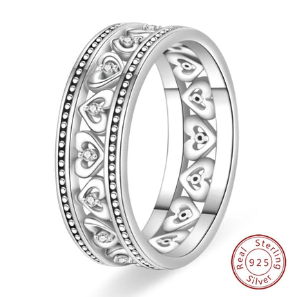 Rings For Women 100% 925 Sterling Silver Pink Heart Crown Star Moon Snowflake Zircon Rings Fashion Engagement Wedding Jewelry