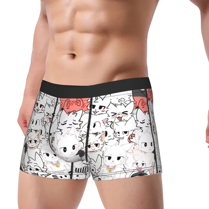 Men Boykisser Silly Cat Boxer Briefs Shorts Panties Soft Underwear Cartoon Furry Male Funny Plus Size Underpants