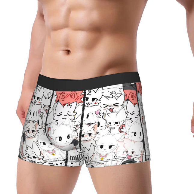 Men Boykisser Silly Cat Boxer Briefs Shorts Panties Soft Underwear Cartoon Furry Male Funny Plus Size Underpants