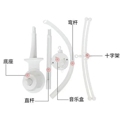Baby Bed Bell Toy Holder White Rattles Bracket Mobile Crib Music Box Newborn Bell Crib Toy,The Holder Can Rotates 360 Degrees