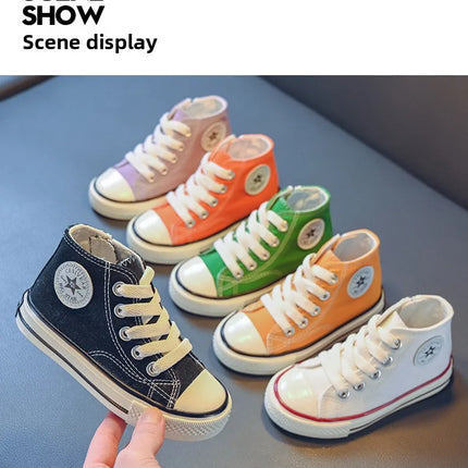 Children's Mid-Top Canvas Shoes Soft Sole Comfortable Casual Children's Shoes Boys and Girls Non-slip Breathable Board Shoes