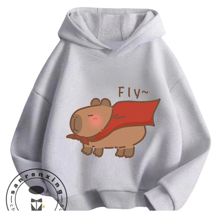 Kids Capybara Street Casual Hoodie Boys Girls Autumn Winter Cute Kawaii Fashion Cartoon Outdoor Tops 3 14 Years