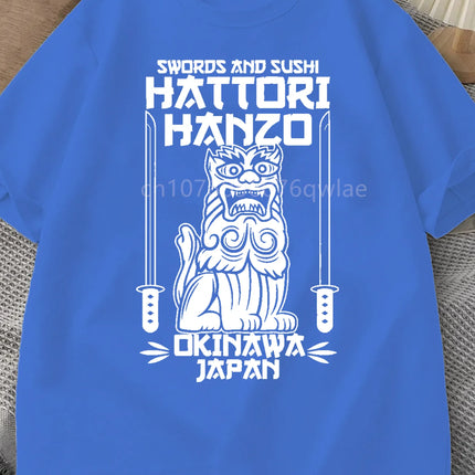 Hattori Hanzo RED Swords and Sushi Kill Bill Okinawa Japan tarantino T-Shirt Crew Neck Short Sleeves Loose Fashion Streetwear