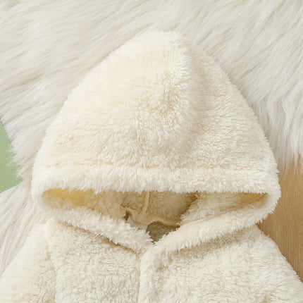 Baby Boys 2Pcs Newborn-6M Winter Long Sleeve Cartoon Bear  Hooded Coat & Striped Trousers Pantsuit Daily Clothing