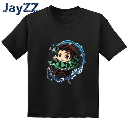 Children's Demon Slayer Anime Cartoon T-Shirt Fun Kids' Clothing Baby Boys and Girls Summer Fashion T-Shirt