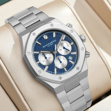 SAPPHERO Tough Men's Watch Business Style Stainless Steel Watch Waterproof Design Date Display Accurate Timer Excellent Gifts