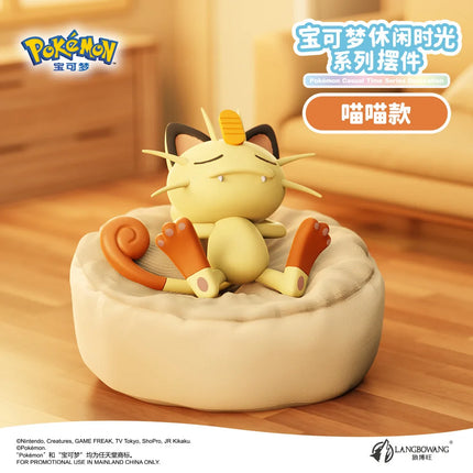 Pokemon Anime Action Figures Leisure Time Series Sleeping Position Ornament Pikachu Meowth Rowlet Model Toys Birthday Gift