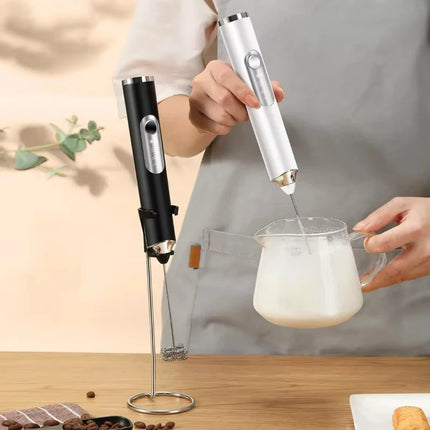 Electric Milk Frother 3-Speed Wireless Charging Milk Coffee Mixer Egg Beater Dual Stick Handheld Kitchen Tool Cake Cream Mixer