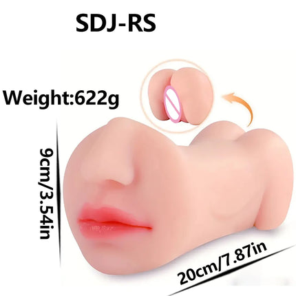 3in1 Band teeth mouth vagina anal plug male masturbator cup deep throat silicone dildo moves masturbation pleasure toys for men
