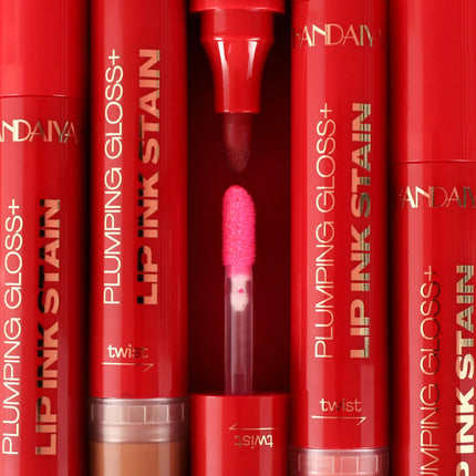 Lip Pencil Liquid Liner Double Head 2in1 Waterproof Tint Nude Oil Plump Gloss Mirror Lasting Moisturizing