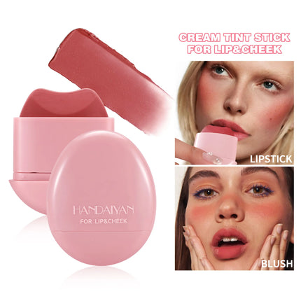 HANDAIYAN 5-Color Matte Pink Pebble Blush Waterproof & Sweat-Resistant Easy Application Dual-Use for Lips & Cheeks