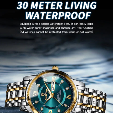 BINBOND Hot New Luxury Fashion Men's Watch Waterproof Luminous Week Date Sport Watch Men's Business Quartz Watch Relogio Masculino