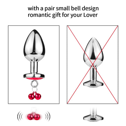 3 Size Metal Anal Plug Crystal and Bells Anus Dilator Sex Toys Bullet Stainless Steel Butt Plug Men Women Couples Adult Toys