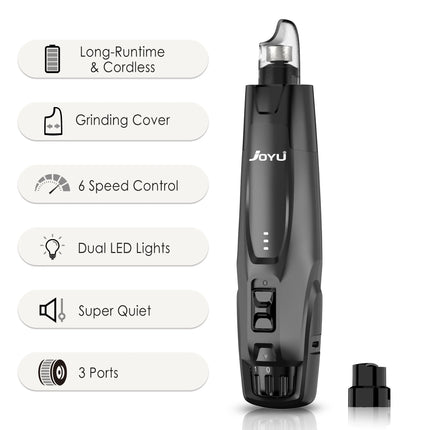 New 6-Speed Dog Nail Grinder - 50% More Power Dog Nail Trimmers with 2 LED Lights Quiet 7h Running Time for Large Medium Small D