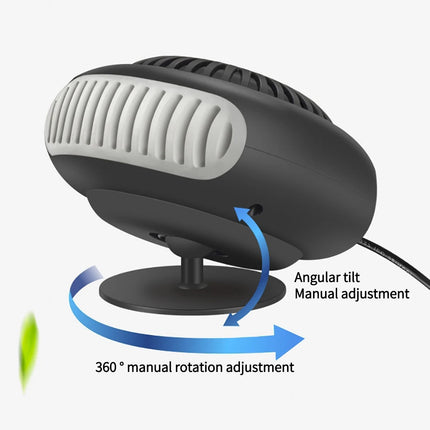 12V Car Heater 360° Rotatable Electric Heater Plug-In Heating Cooling Fan Windshield Defroster Demister ABS+fan