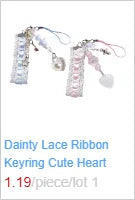 Dainty Lace Ribbon Keyring Cute Heart Pendant Keychain Colorful Beaded Phone Lanyard Multi-Functional Bags Accessories