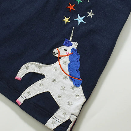 Little maven 2026 Children's Clothing T shirts Summer Embroidery Cartoon Unicorn Polo Shirts Baby Girls Kids Clothes Cotton