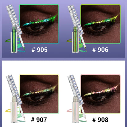 CHARMACY Duochrome Glitter Liquid Eyeliner Long Lasting Waterproof Smudgeproof Ultra Fine Tip Eye Liner Women Makeup Cosmetics