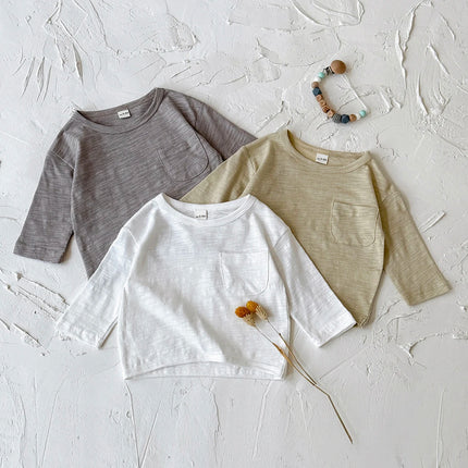 Baby Original Pocket Sports Shirt With 2025 Korean Autumn Baby Top, Children's Top Men's Top, Girls' Top