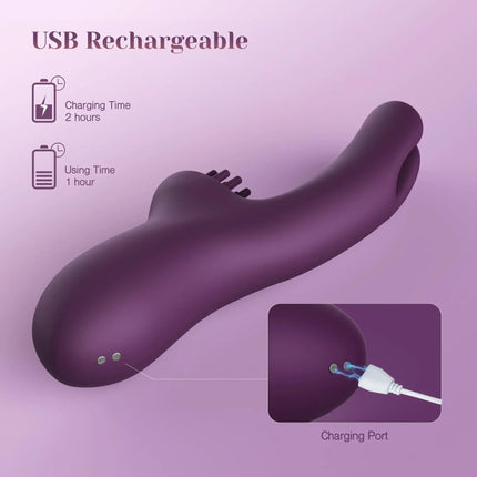 KUSHOR 3 IN 1 Rabbit Vibrator Clitoral Tickling 10 Vibration G Spot Clit Nipple Stimulation Female Masturbation Women Sex Toys