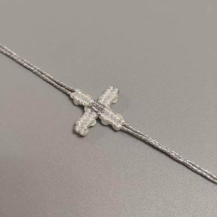 Hand-Woven Macrame Cross Bracelet Adjustable Bohemian Style Jewelry for Women Girls