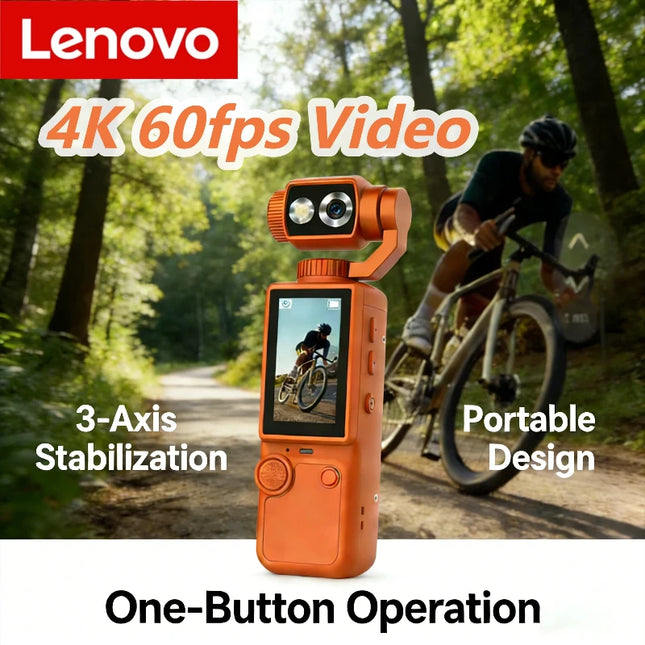 Lenovo 4K Hd Wifi Sports Wearable Camera Hold In Hand Travel Bicycle Driver Recorder Mini Sports Cam For Motorcycle and Vlogging