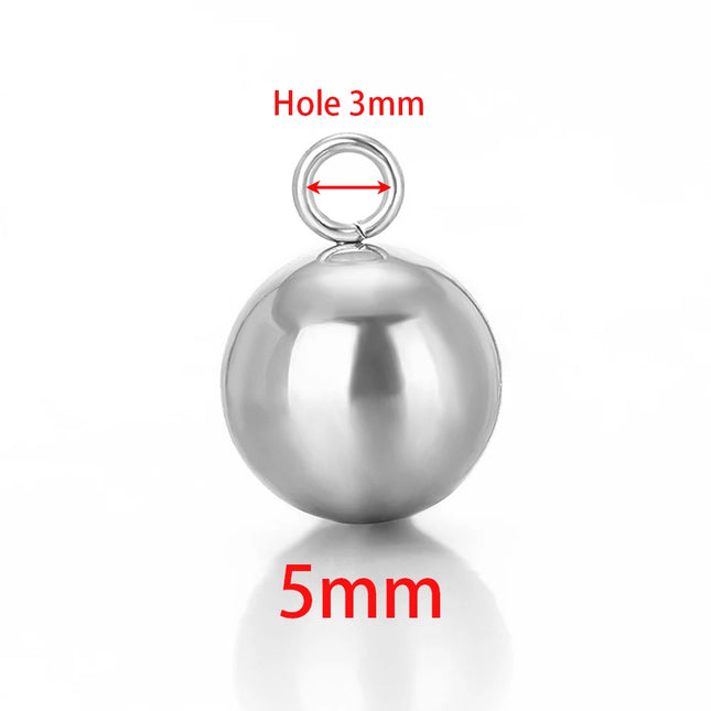20pcs Stainless Steel Solid Ball Beads Charms Pendants for Necklaces Making DIY Jewelry Earrings Bracelets Findings Wholesale