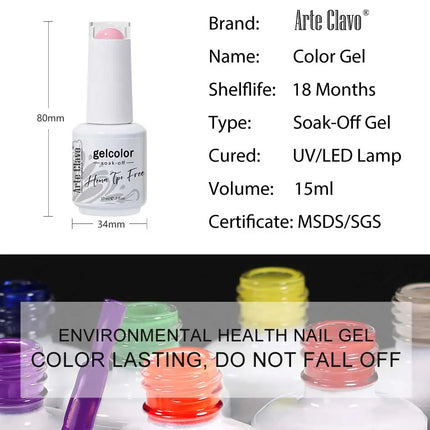 Arte Clavo Colourful Gel Nail Polish Nail Art Gel Varnishes Macaron Color Nail Semi Permanant Soak Off LED UV Gel Nail Varnishes