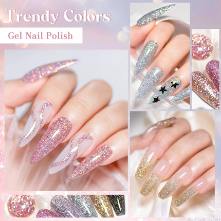 8/12pcs Glitter Gel Nail Polish Set Sparkling Glitter Semi Permanent Soak Off UV Gel Varnish Manicure With Box DIY Nail Supplies