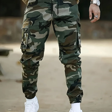 Men's  Camouflage Cargo Pants Sweatpants Outdoor Bunched Long Trousers  Casual Autumn Multi-Pocket Durable Workwear Male Trouser
