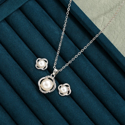 Korea New Hot Sale Peach Heart Pendant Earrings Necklace Rings Light Luxury Design Three-Piece Sets Trend Party Jewelry Gift Sets
